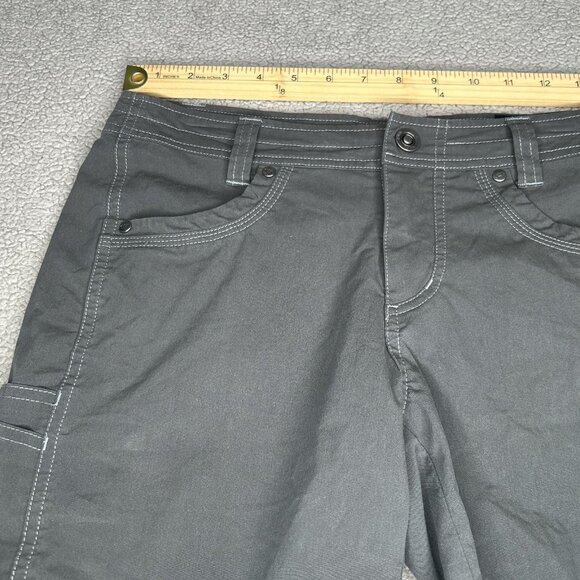 Kuhl Shorts Womens 4 Gray Hiking Stretch Pockets Outdoor Logo Utility 6" Inseam - Picture 8 of 12
